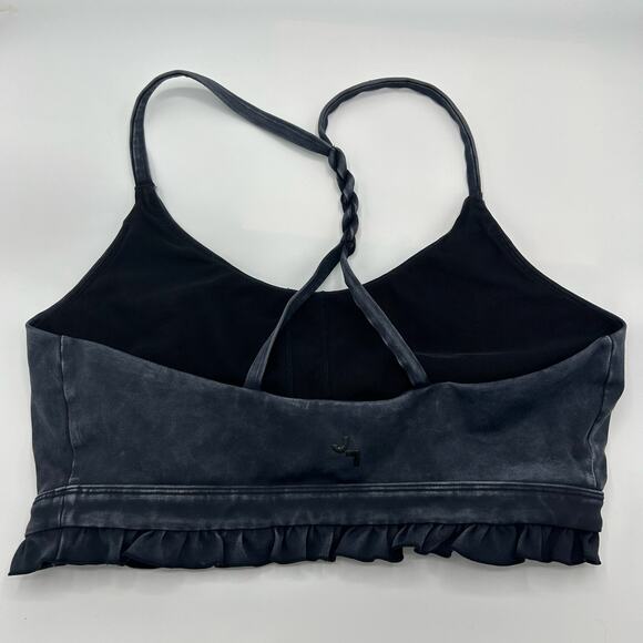 JoyLab Sports Bra Large Gray Twist‑Back Ruffle Hem Longline Tank Bra Lightweight - Picture 6 of 11
